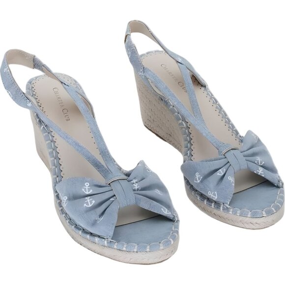 Charter Club Anchor Print Strappy Slingback Espadrilles Size 9 M - Picture 1 of 6